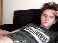 Serious twink flashing his a-hole and jerking off