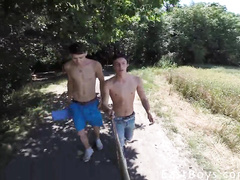 Gay beauty friends are taking walk at nature with camera